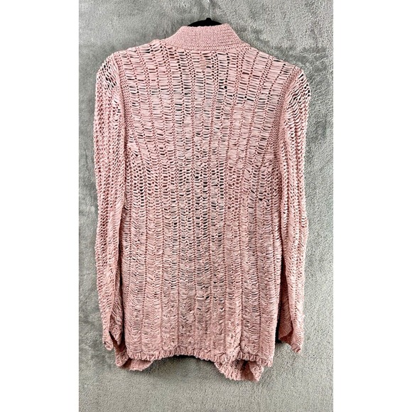 Chicos Cardigan Sweater Size 0 Small Open Front Pink Midweight Chunky Knit - Picture 6 of 6